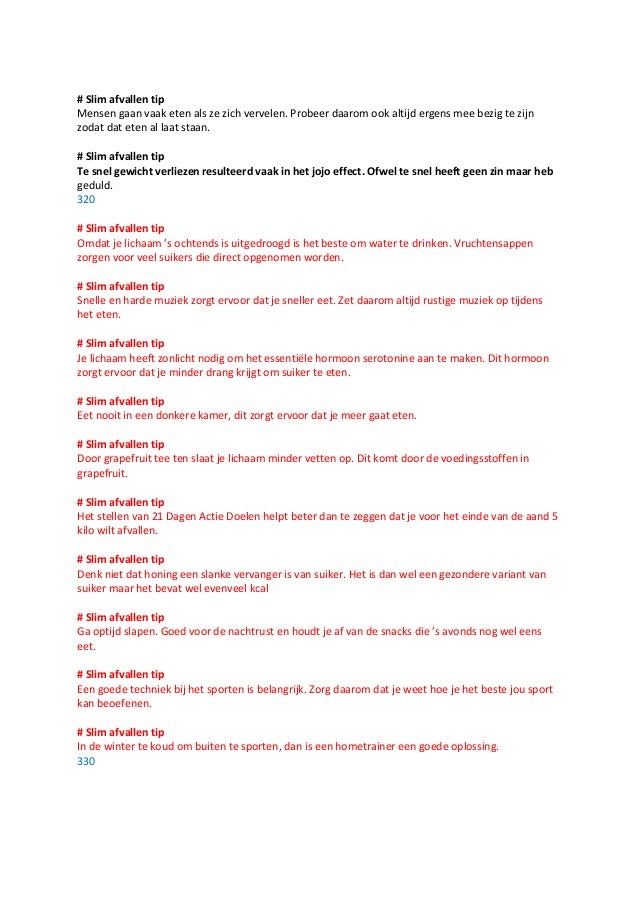 afvallen tips en trucs